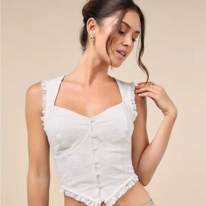 Lulu's Floral Lace Top in White